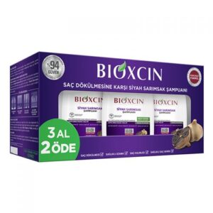 Bioxcin Black Garlic Shampoo for Hair Loss 3 x 300 ml is a complete hair care set designed to reduce hair loss and enhance hair strength and density.