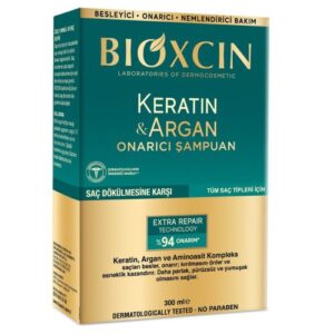 Introducing the Bioxcin Keratin and Argan Repairing Shampoo 300ml, the ultimate solution for damaged hair.