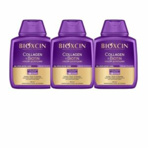 Bioxcin Collagen and Biotin Volume Shampoo 3x300ml is a nutrient-rich formula designed to strengthen hair, improve density, and enhance shine.