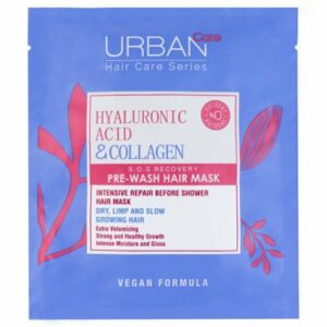 Introducing the Urban Care Hyaluronic Acid and Collagen Pre-Shower Hair Care Mask 50 ml, a powerful solution for nourishing and strengthening your hair.