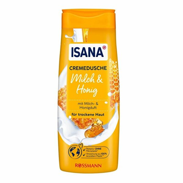 Introducing the Isana Milk & Honey Creamy Shower Gel 300 ml, a specially formulated shower gel for dry skin.
