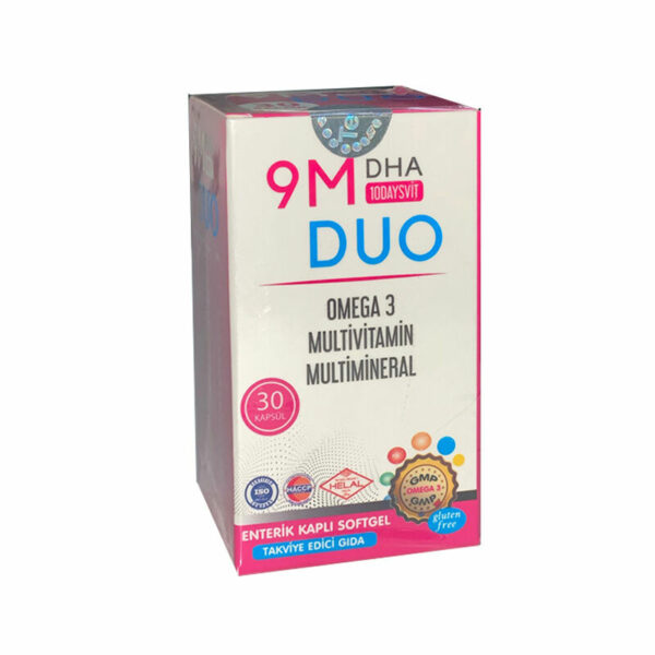 Introducing the 9M DHA 10 Daysvit Duo 30 Softgel Capsules, a powerful solution for boosting your vitamin intake and promoting overall health.