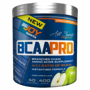 Introducing the Bigjoy Bcaa Pro 4.1.1 Green Apple 400 g, the perfect supplement for a boost of energy and muscle recovery.