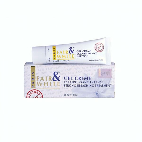 Introducing the Fair and White Gel Cream Eclaircissant Intense 30 ml, a powerful solution for achieving a lighter and more even skin tone.