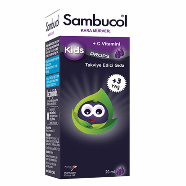 Introducing the Sambucol Kids Drops Black Elderberry 20 ml, a natural and effective way to support your child's health.