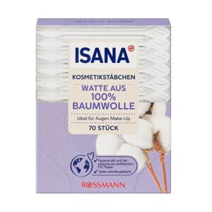 Isana 70-Piece Cotton Cosmetic Cleansing Swabs - Eco-Friendly