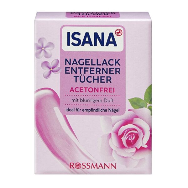 Isana Acetone-Free Nail Polish Remover Wipes - 10 Pack