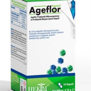 Капсулы Ageflor с пробиотиками и пребиотиками в упаковке.