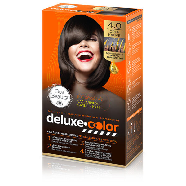 Bee Beauty Deluxe Hair Dye Kit 4.0 Medium Brown Color