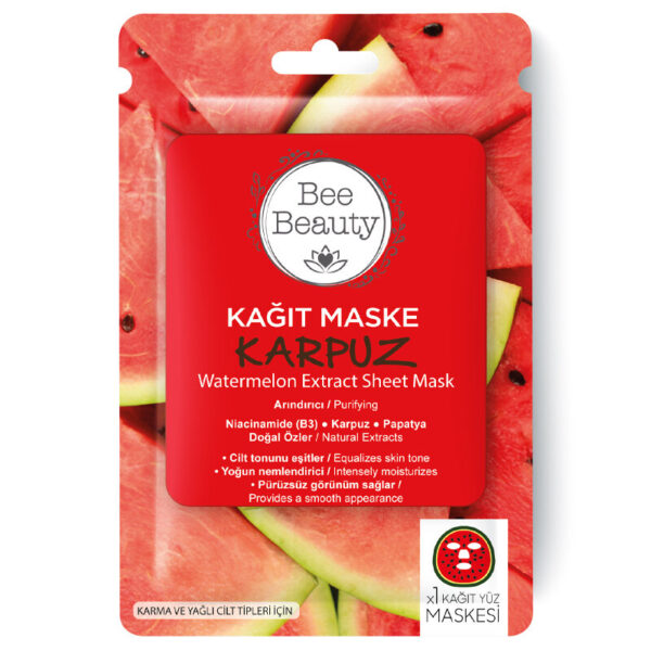 Увлажняющая тканевая маска для лица с арбузным узором Bee Beauty