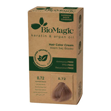 Biomagic Light Ash Brown Hair Color No: 8.72 - Long-Lasting Shine