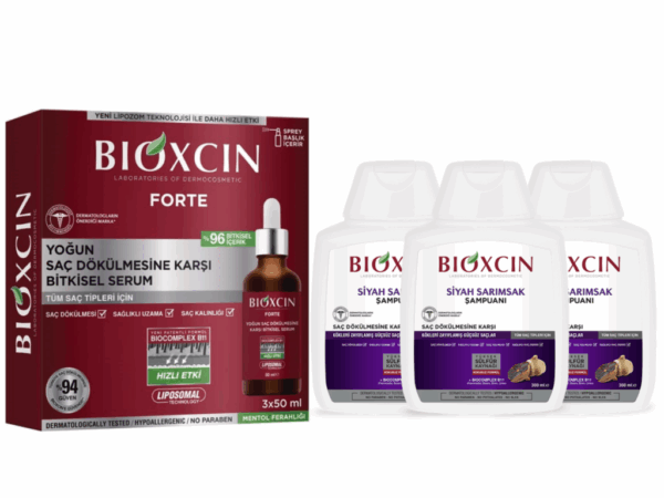 Bioxcin Forte Serum & Black Garlic Shampoo Set for Hair Growth