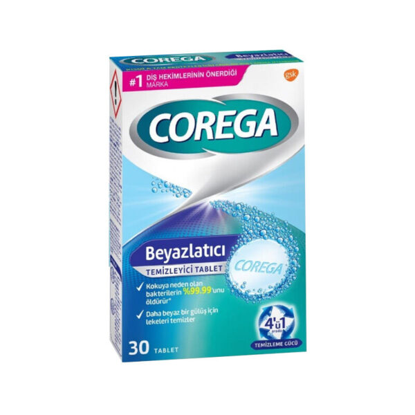 Таблетки Corega для отбеливания и очистки зубных протезов