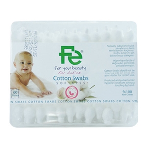 Fe Safety Ear Sticks - 60 Gentle Cleaning Swabs for Ear Care