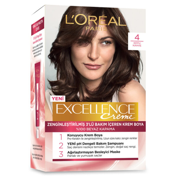 L'Oreal Paris Excellence Creme Hair Dye - 4 Dark Brown