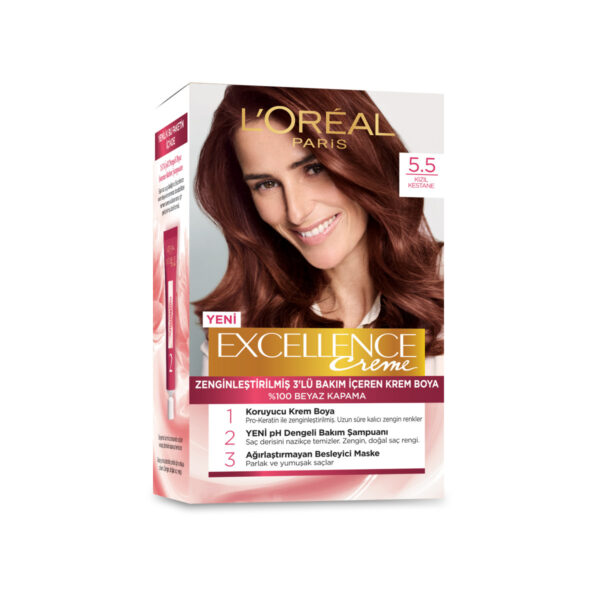 L'Oreal Paris Excellence 5.5 Red Chestnut Hair Dye - 100% Coverage
