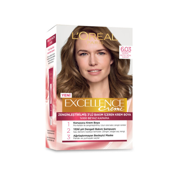 L'Oréal Paris Excellence 6.03 Light Brown Hair Dye - 100% Coverage