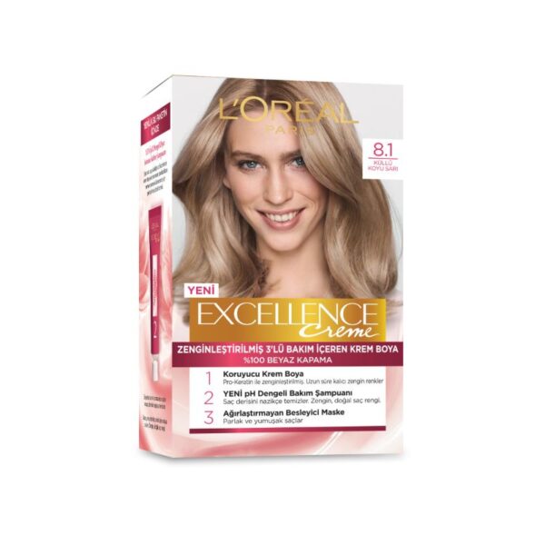L'Oreal Paris Excellence Hair Dye 8.1 Ashy Dark Blonde