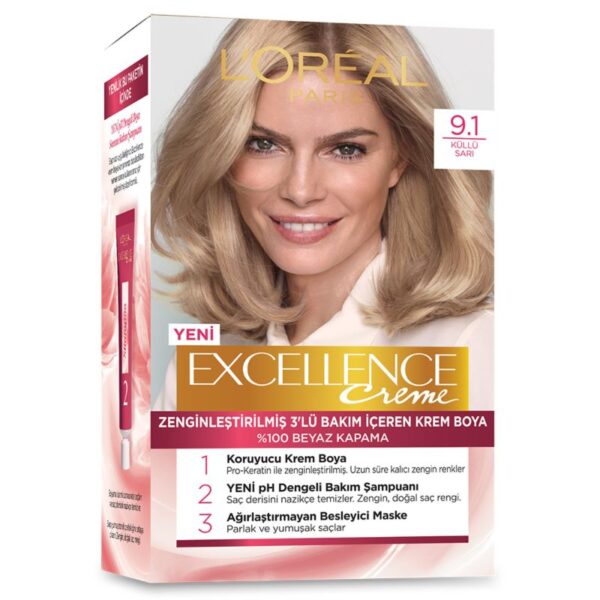 L'Oreal Paris Excellence 9.1 Blonde Ash Hair Dye - 100% Coverage