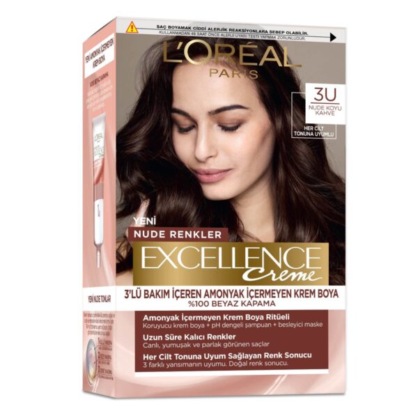 L'Oreal Paris 3U Nude Dark Brown Hair Dye - Ammonia-Free Care