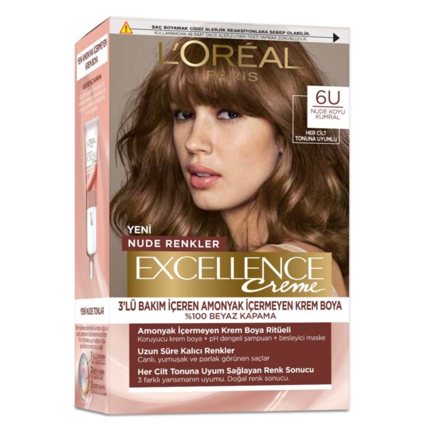 L'Oreal Paris Excellence Nude Dark Auburn Hair Dye - 6U