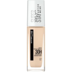 ف foundation ميبلين سوبرستاي أكتيف وير 02 نيكيد آيفوري - تغطية تدوم طويلاً