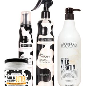 Morfose Milk Keratin Milk Shampoo 4-Piece Hair Care and Styling Set