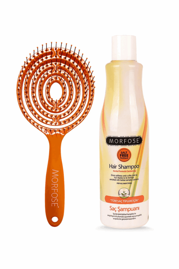 Morfose Oval Hair Brush & Herbal Shampoo 500ml Set