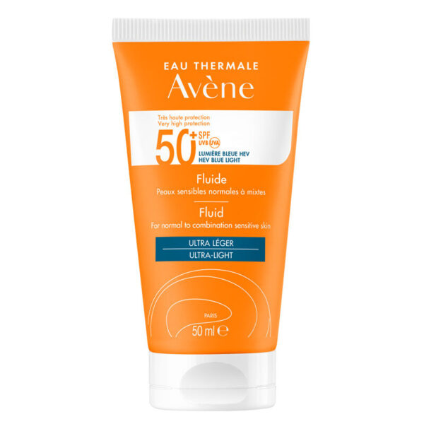 أفين سولير SPF50+ سائل خفيف جداً 50 مل - حماية مثالية من الشمس