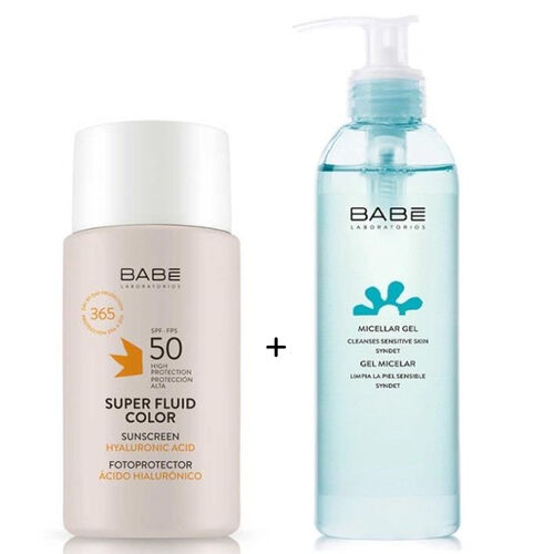 Babe Super Fluid Color SPF 50+ & Mineral Gel 90ml Gift Set