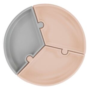 OiOi Silicone Puzzle Food Plate for Kids - Gray/Beige 6M+
