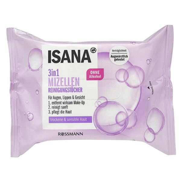 Isana 3in1 Facial Cleansing Wipes for Sensitive Skin - 25 Pcs