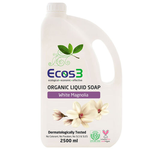 Ecos3 Organic White Magnolia Liquid Soap 2500ml - Eco-Friendly