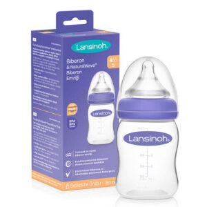 Lansinoh 160ml Feeding Bottle & NaturalWave Nipple - BPA Free