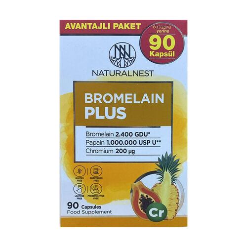 Naturalnest Bromelain Plus 90 Capsules - Digestive Support & Relief