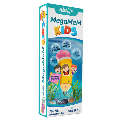 شراب أوميغا-3 للأطفال من NBT Life MegaMeM 150 مل - غني بـ DHA وفيتامينات ب