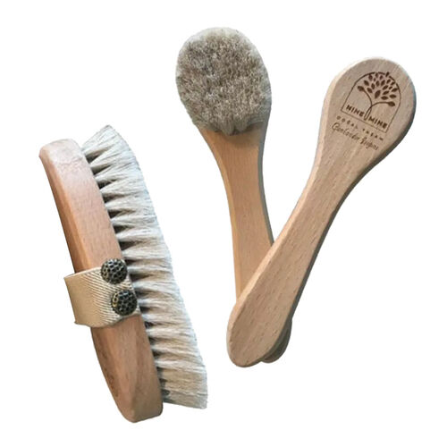 Nine Mine Natural Horse Hair Brush Set - Eco-Friendly Grooming