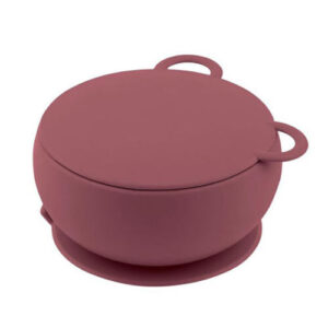 OiOi Claret Red Silicone Bowl with Lid for 6 Months+ Babies