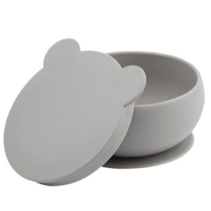 OiOi Gray Silicone Bowl with Lid for Babies 6 Months+