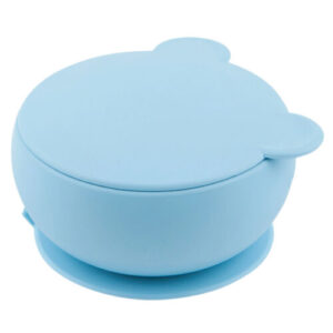 OiOi Blue Silicone Bowl with Lid for 6 Months+ Babies