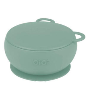 OiOi River Green Silicone Bowl with Lid for Babies 6 Months+