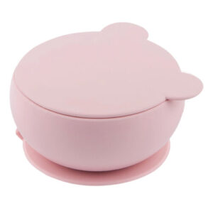 OiOi Pink Silicone Bowl with Lid for Babies 6 Months+