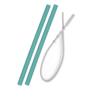 OiOi Eco-Friendly Silicone Straw Set with Cleaning Brush - Green