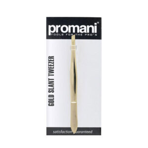Promani Gold Slant Tip Tweezers for Precision Hair Removal