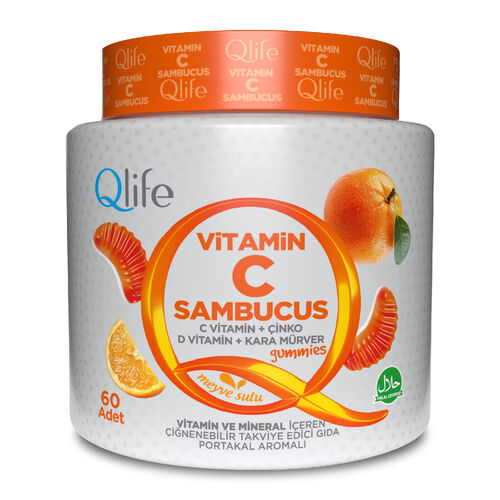 Qlife Vitamin C & Elderberry Supplement - 60 Tablets