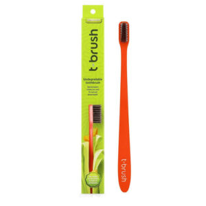 T Brush Biodegradable Medium Soft Red Toothbrush - Eco-Friendly