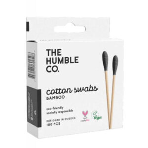 The Humble Co. 100 Black Bamboo Cotton Swabs - Eco-Friendly