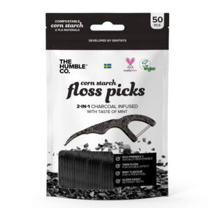 Humble Co Charcoal Mint Dental Floss Picks - 50 Count