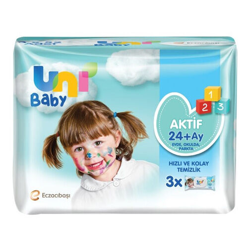 Uni Baby Active Simple Clean Wet Wipes - 3 Packs of 52